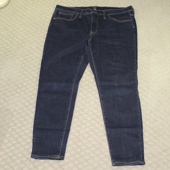 J Crew Women's Size 31 9" High Rise Skinny Dark Wash Denim Blue Jeans Stretch - Picture 1 of 6